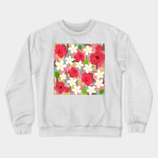 Tropical Flowers (small flowers, warm background) Crewneck Sweatshirt